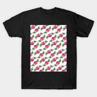 Watercolor peonies pink spring girly grid T-Shirt